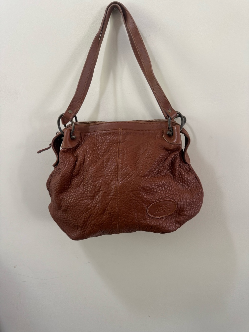 Marco Mane Chestnut Brown Pebbled Leather Shoulder Bag